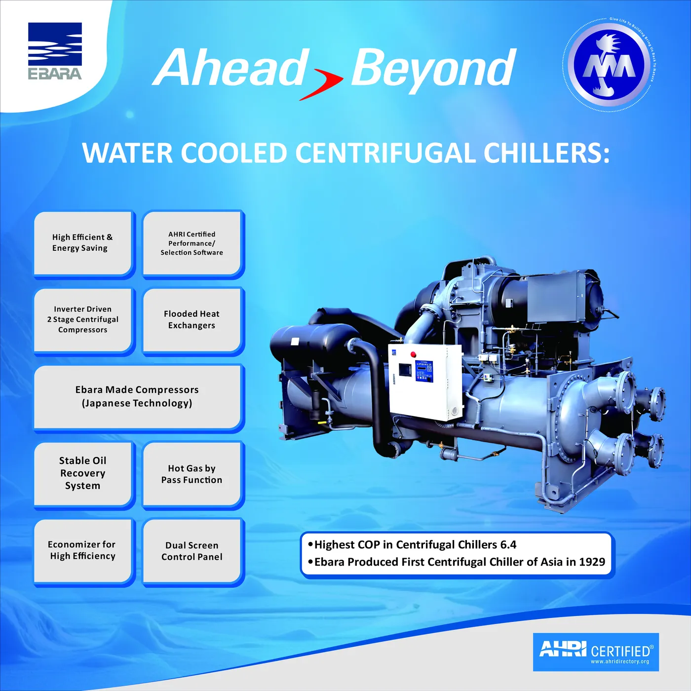 Ebara water-cooled centrifugal chillers