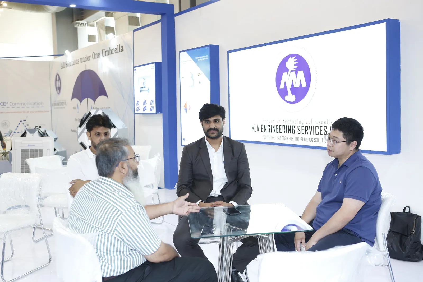 The MA Engineering team meeting clients at the HVAC exhibition